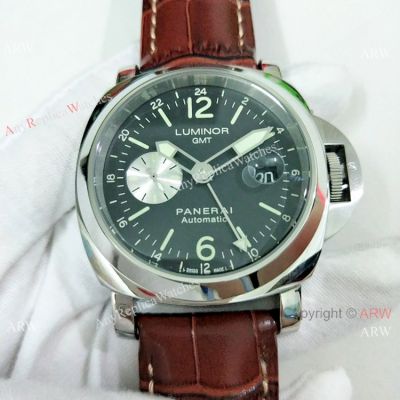 Fake Panerai Luminor GMT PAM00088 Watch Ss Brown Leather Band